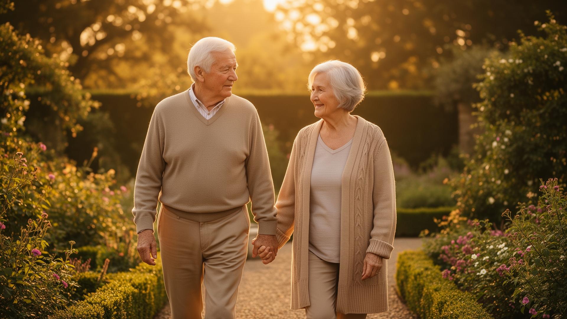 Peaceful elderly couple